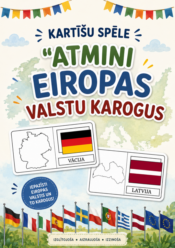 KARTĪŠU SPĒLE "ATMINI EIROPAS VALSTU KAROGUS"