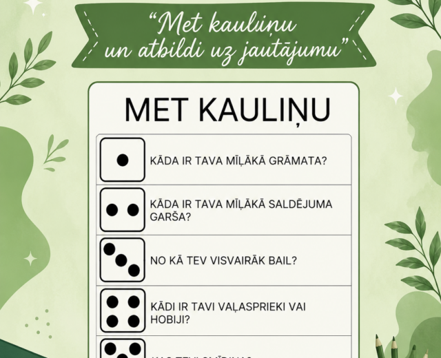 Zinību dienas spēle "Met kauliņu un atbildi uz jautājumiem"