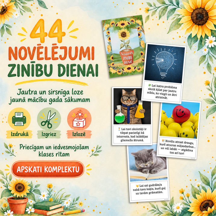 “44 novēlējumi Zinību dienai” — jautra un sirsnīga loze