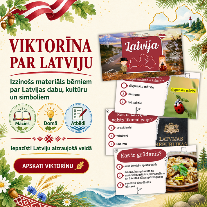 Interaktīva viktorīna “Latvija” — koriģējams PowerPoint materiāls