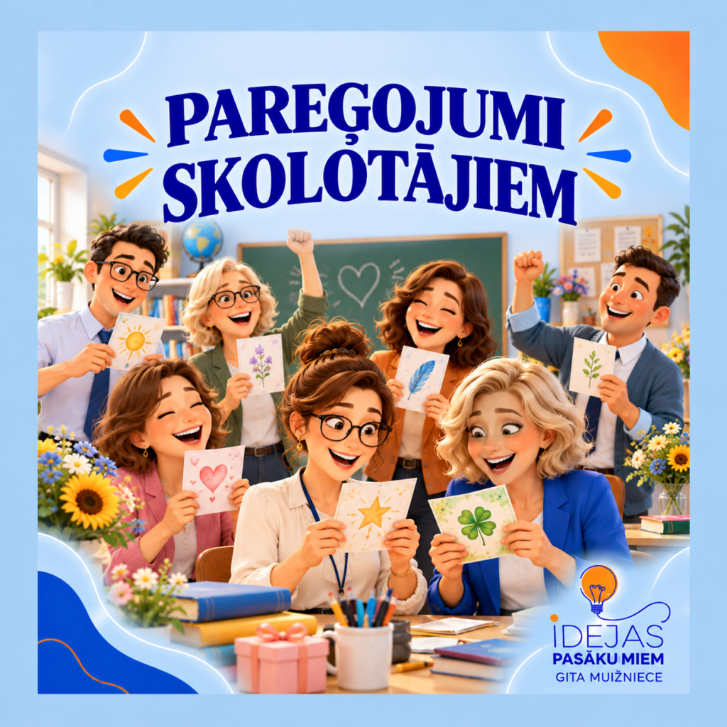 Jautra Skolotāju dienas aktivitāte ar pareģojumu kartītēm un video "Pareģojumi skolotājiem"