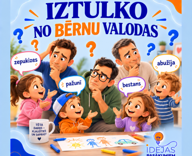 Jautra Tēva dienas minēšanas spēle Iztulko no bērnu valodas