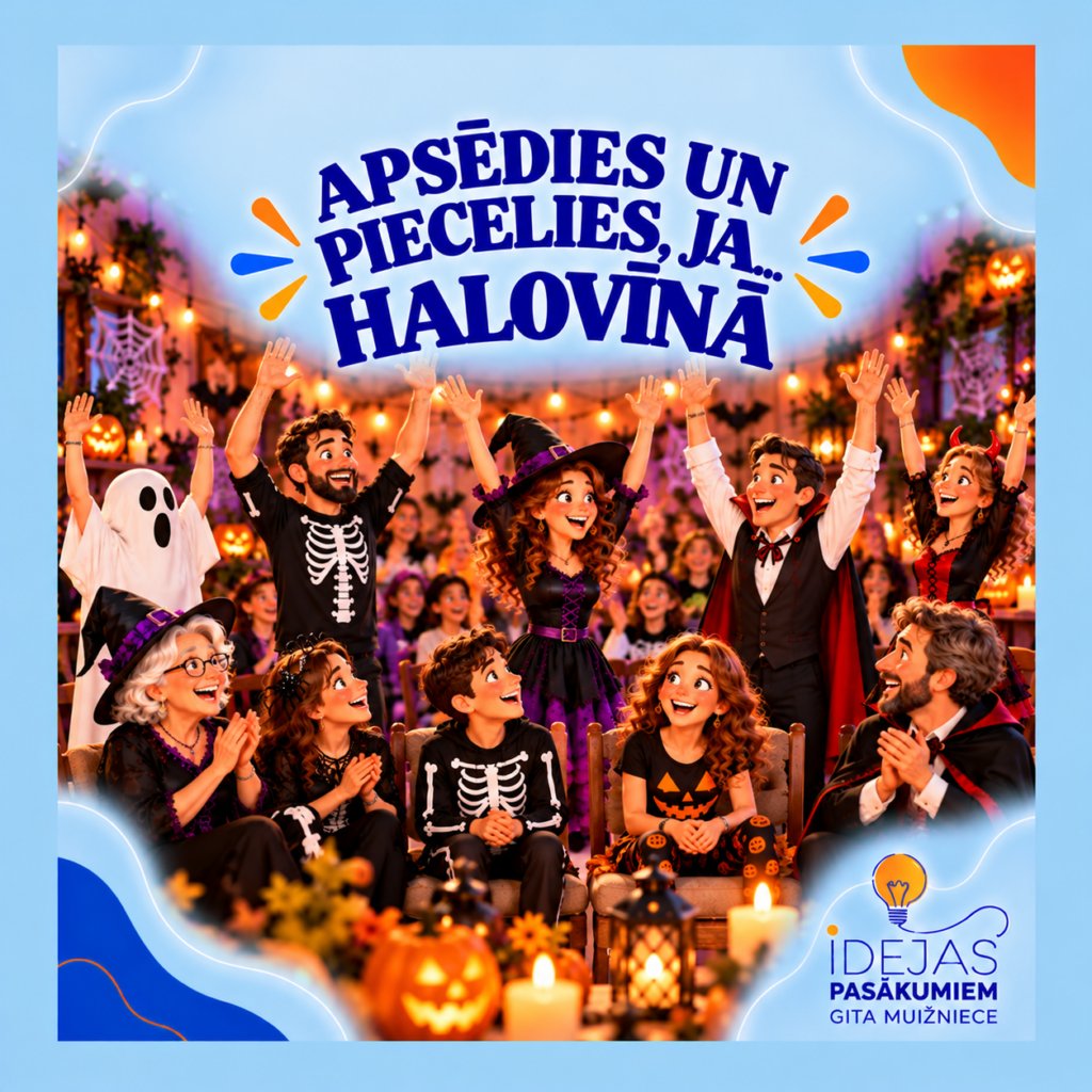 Divas jautras kustību spēles “Apsēdies un piecelies, ja… Halovīnā”