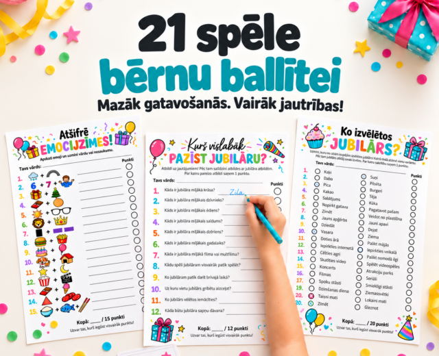 Dzimšanas dienas spēļu komplekts bērniem — 21 spēle un aktivitāte