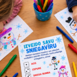 Jautra metamā kauliņa spēle bērniem: izveido savu SNIEGAVĪRU