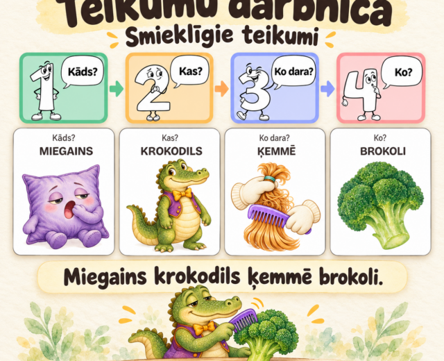 Valodas spēle: Teikumu darbnīca - smieklīgie teikumi